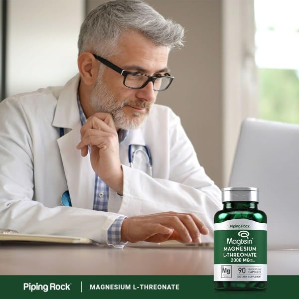 Piping Rock Magnesium L-Threonate | 2000mg | 90 Capsules | with Magtein | Non-GMO, Gluten Free Supplement