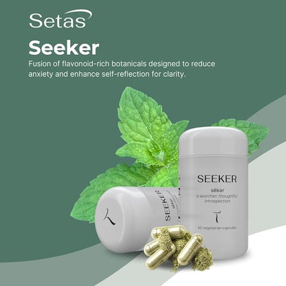SEEKER Botanical Supplement by Setas – Organic Motherwort, Gotu Kola, & Holy Basil to Support Deep Introspective Reflection & Self-Exploration, Vegan & Non-GMO, 60-Day Supply
