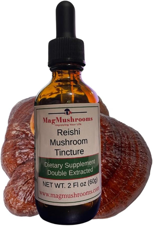 Reishi Tincture, Daily Supplement, Double Extracted for High Potency, 2 Fl oz, 60 doses