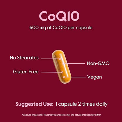 BESTVITE Coenzyme CoQ10 600mg per Capsule with Bioperine (120 Vegetarian Capsules) (2-Pack) Naturally Fermented - No Stearates - No Fillers - Vegan - Non GMO - Gluten Free