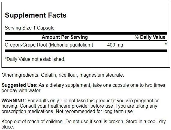 Swanson Full Spectrum Oregon-Grape Root 400 Milligrams 60 Capsules