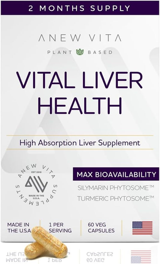 Vital Liver Health Formula - Milk Thistle Supplement for Antioxidant Support, Wellness Maintenance & Rapid Absorption - Non-GMO, Gluten-Free, Plant-Based - 60 Veggie Capsules