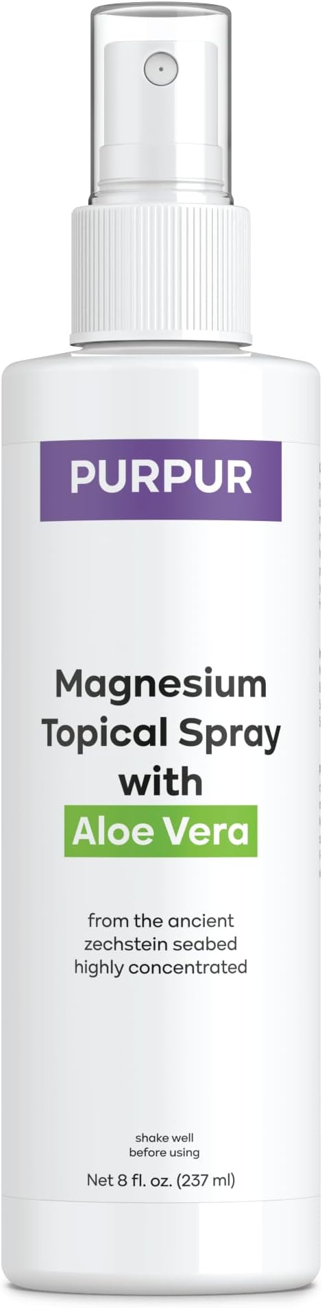 PURPUR Zechstein Magnesium Oil Spray with Aloe - Pure Magnesium Supplement Feet, Sleep, and Restless Legs Syndrome Relief | Topical Aid for Stress, Pain, and High Cortisol Management 8 Oz