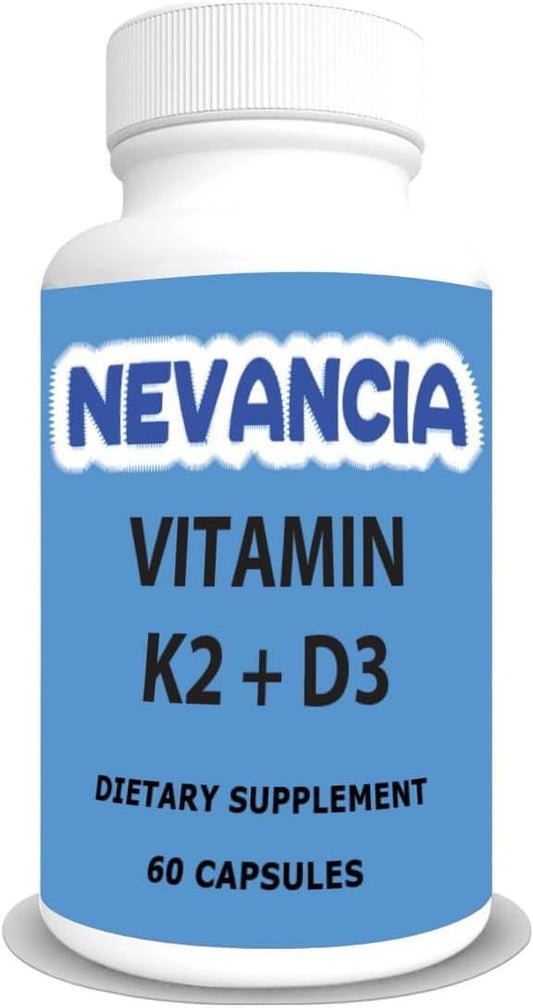 Vitamin K2 + D3 with Calcium, 5000 IU Vitamin D3, 100 mcg K2, 210 mg Calcium, Bone & Joint Support, Heart Support, Immune Support, 60 Capsule
