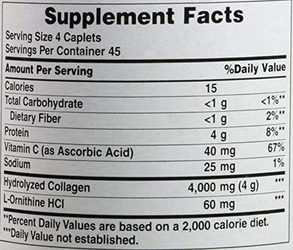 Puritan's Pride Hydrolyzed Collagen 1000 mg-180 Caplets (2 Pack)