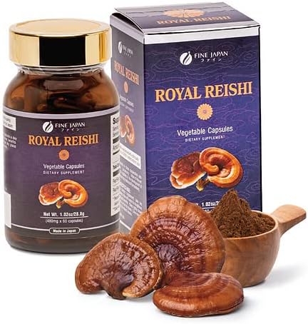 FINE JAPAN Organic Reishi Mushroom Capsules-Organic Mushroom Extract Supplement to Boost Your Immune System Health Dynamic Mushroom - 60 Capsules