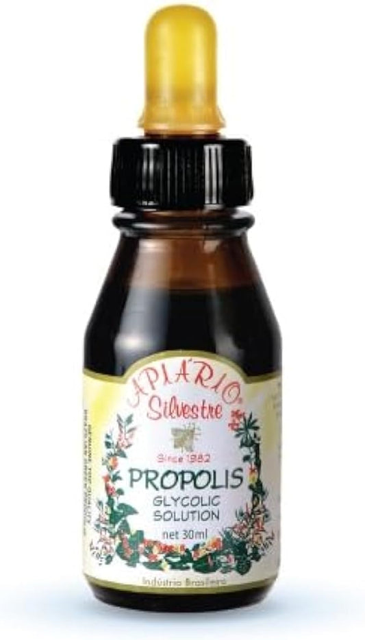 Apiario Silvestre Brazilian Green Bee Propolis Liquid Drop 30ml Glycolic Extract (1 Bottle) - Non-Alchoholic, Wax-Free, Sugar-Free