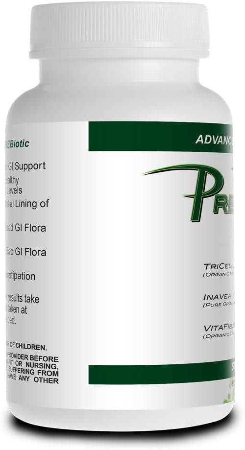 Triactive Prebiotics Capsules - Organic Tricelium Mushroom Blend, Pure Acacia, VitaFiber Prebiotic Supplement - Natural, Vegan, Non-GMO Prebiotics For Women & Men - 60 Veggie Capsules