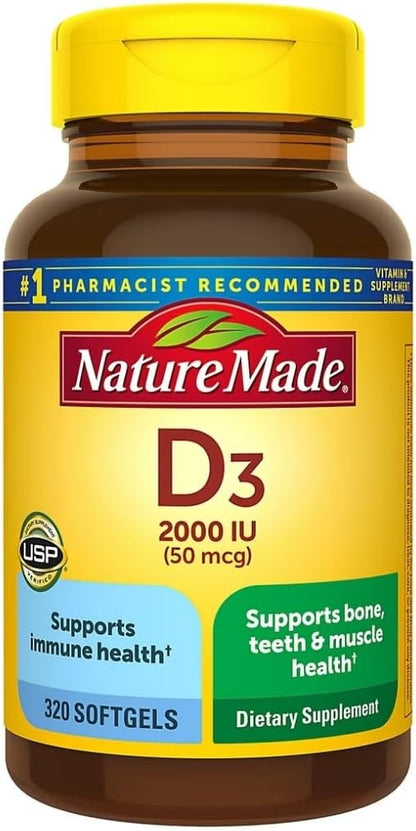 Nature Made Vitamin D3 2000iu 320 Ct. Soft Gels (Packaging May Vary)