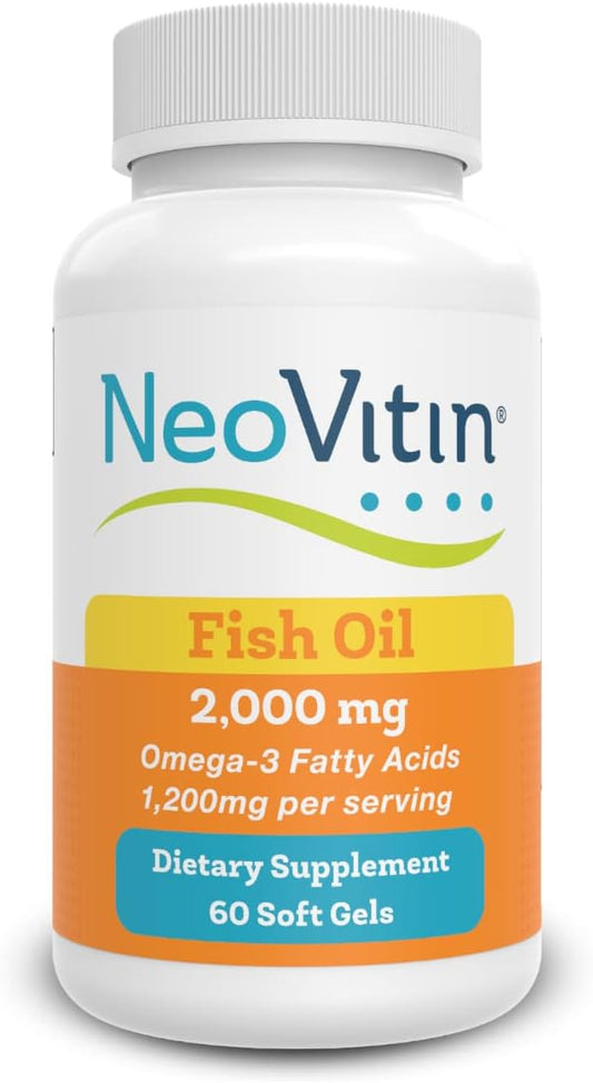 Omega 3 Fish Oil Supplement - 60 Soft Gels - 1200 mg Omega-3 - with EPA and DHA - 30 Servings