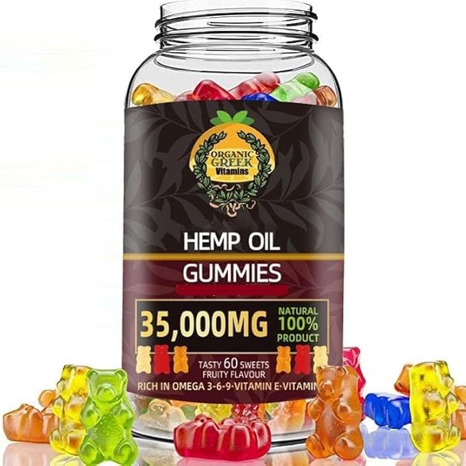 Organic Greek Best Tasting Hemp Gummie Bears 35,000 MG Natural, Muscle Relax, Sleep Calm, Stress Relief NO THC Natural Vitamins USA