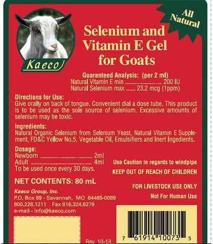 Kaeco Selenium & Vitamin E Gel for Goats, 80 mL Tube