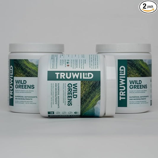 TruWild Greens Superfood Juice Powder, with 22+ Greens & Anti-Oxidants, Green Juice Powder, Natural Immune, Stress, Digestion Support, 40 Servings, 2 Pack