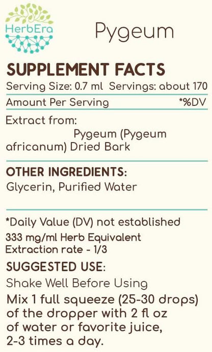 Pygeum B120 Alcohol Free Herbal Extract Tincture, Super-Concentrated Wildcrafted Pygeum (Pygeum Africanum) (4 fl oz)