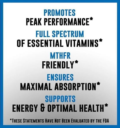 Methylated Multivitamin, 27 Nutrients CoQ10, Vitamins A, B6, B12, C, D3, E, K2, Choline, Zeaxanthin, L-Methylfolate 60 Capsules (3 Pack)