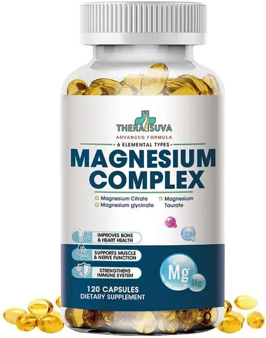 High Absorption Magnesium Complex | 6 Element Magnesium Complex for Muscle, Bone & Nerve Health - 120 Softgel Capsules, 60 Day Supply