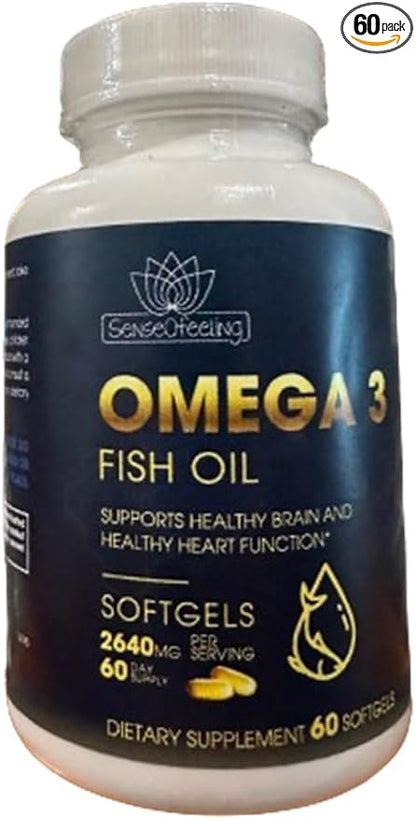 Omega 3 softgels Fish Oil 2640mg EPA 432mg DHA 188mg omga3 Fish Oil 60 Day Supply Supports Heart Health