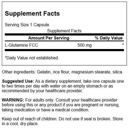 Swanson Amino Acid L-Glutamine 500 Milligrams 100 Capsules