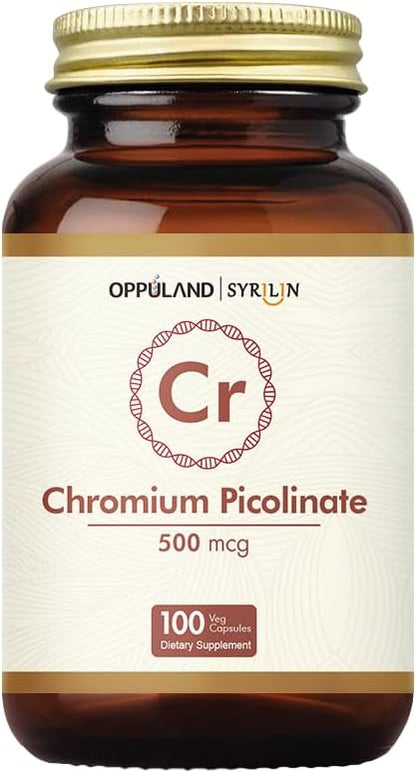 Chromium Picolinate 500 mcg,Chromium Supplements,Non-GMO, Gluten Free,100 Veg Capsules