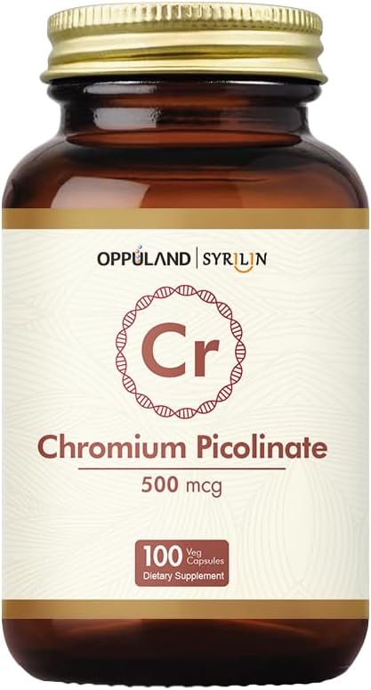 Chromium Picolinate 500 mcg,Chromium Supplements,Non-GMO, Gluten Free,100 Veg Capsules