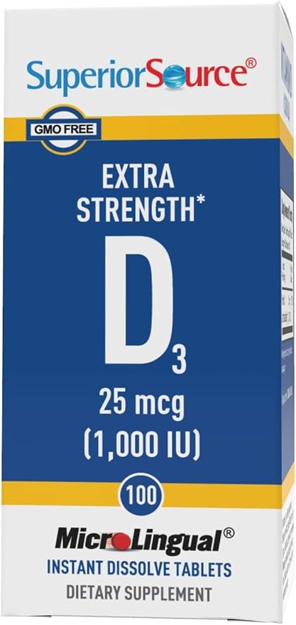 Superior Source Vitamin D3 1000 IU - Offers Immune System, Brain & Nervous System Support - Aids Calcium Absorption for Teeth & Bone Health - Bariatric Friendly - 100 Sublingual Dissolving Tablets