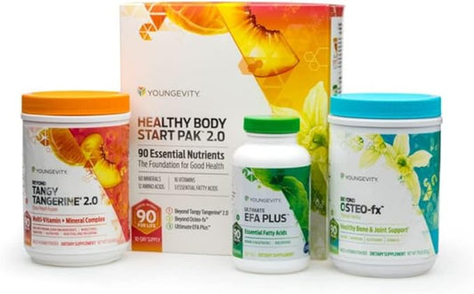 Youngevity Healthy Body Start Pak 2.0 | Complete All-in-One Nutrition | 60 Minerals, 16 Vitamins, 12 Amino Acids, 6 Essential Fatty Acids | Whole Foods, Pre/Probiotics + Bone and Joint Formula
