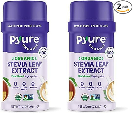 Pyure Organic Stevia Powder Extract | 100% Stevia No Fillers, Stevia Concentrate 300x Sweeter than Sugar | No Additives, Pure Stevia Extract Sugar Substitute, Micro-Spoon Included | 1,000 Servings