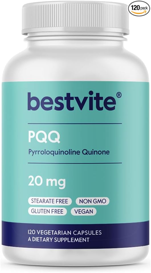 BESTVITE PQQ 20mg (Pyrroloquinoline Quinone) (240 Vegetarian Capsules) (120 x 2) - No Stearates - Vegan - Non GMO - Gluten Free
