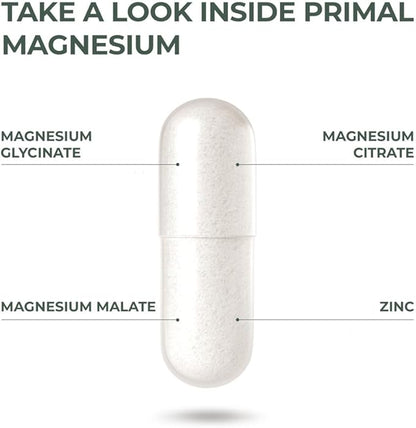 Magnesium Supplement Complex 310mg by Primal Harvest with Magnesium Glycinate, Citrate, Malate, and Zinc 120 Capsules