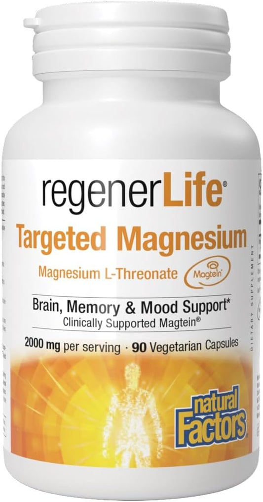 Natural Factors REGENERLIFE® MAGTEIN® Magnesium L-Threonate, 90 Vegetarian Capsules