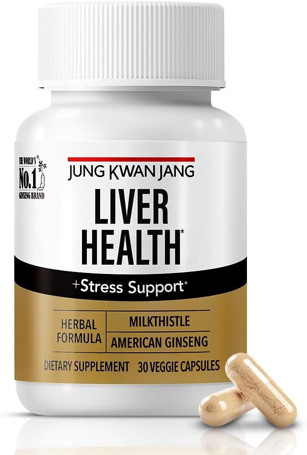 JungKwanJang Liver Health Supplement with Milk Thistle 260mg (Silymarin) and American Ginseng 1,000mg - Fatty Liver Detox Cleanse & Repair Support - 30 Capsules for Men and Women