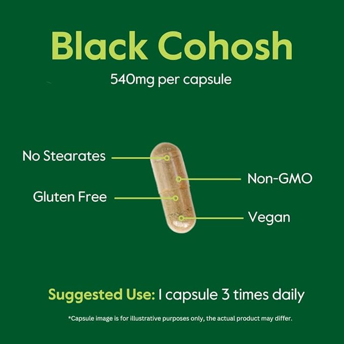 BESTVITE Black Cohosh 540mg (240 Vegetarian Capsules) - No Stearates - No Fillers - Vegan - Non GMO - Gluten Free