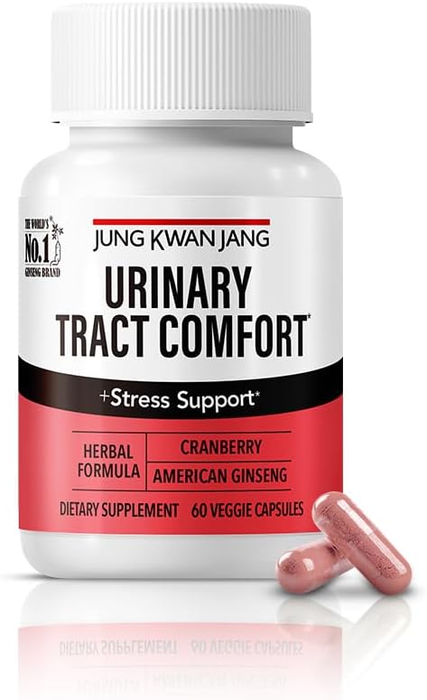 JungKwanJang Urinary Tract Comfort Formula with Pacran Cranberry 500mg, American Ginseng 143mg - Urinary Tract Health Support Supplement - 60 Capsules for Women and Men