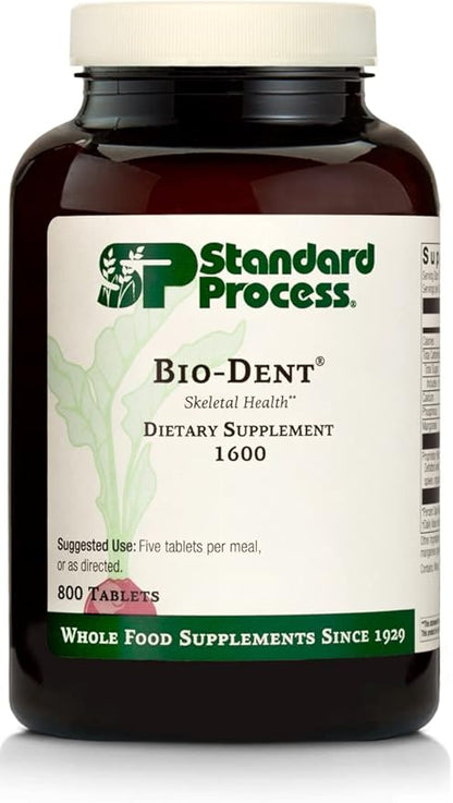 Standard Process Inc. Bio-Dent - Whole Food Supplement for Skin, Muscle, and Bone Health - Calcium, Licorice Root, Manganese, Phosphorus - 800 Tablets