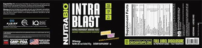 NutraBio Intra Blast Bcaa Powder Amino Acid Supplement, Electrolyte & Hydration Blend, Intra, Pre Workout & Muscle Recovery, 20g Eaa Amino Acids Powder, 5g Glutamine- Passion Fruit, 30 Serving