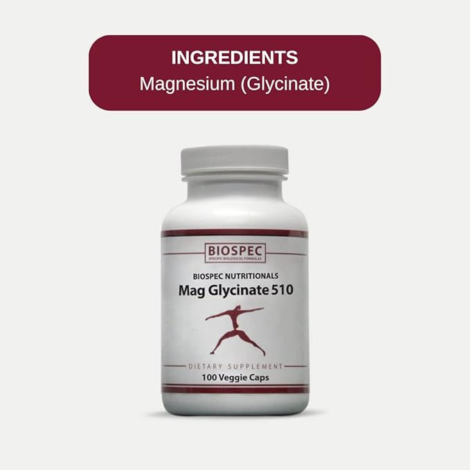 Mag Glycinate 510 – Magnesium Glycinate – Nutritional Supplement for Stress, Heart Health, Nerves, Muscles, Energy, and Metabolism* - (100 Capsules)