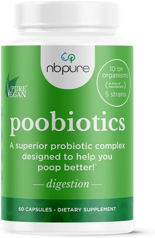 nbpure Poobiotics, Vegan Pre & Probiotics – Gut Health & Microbiome Balance Support for Men & Women – Supports IBS, Diarrhea, Constipation, Leaky Gut Relief – Lactobacillus & Bifidobacterium