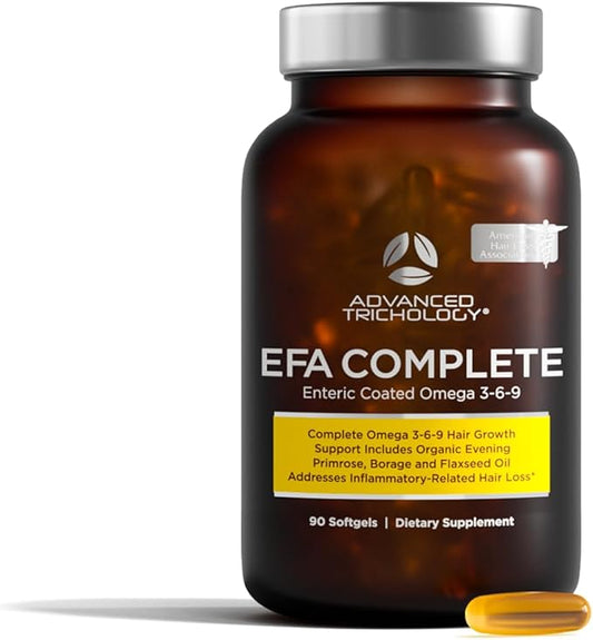 EFA Complete with Optimal Omega 3 6 9 Levels of High Potency Flax Oil, Fish Oil, Borage, and Evening Primrose 800mgs (90count) 3rd Party Tested - High in GLA and 369 Omegas