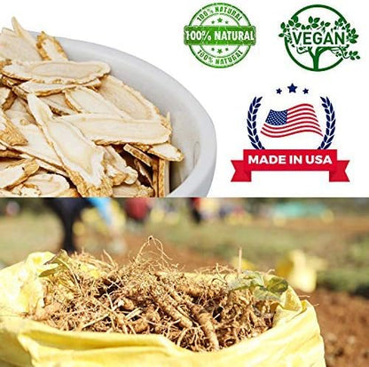 DOL American Ginseng Slices from Wisconsin (Sliced Ginseng Root Wisconsin Grown!Most People Use It to Make Ginseng Tea! Good for Health! 多年生長 大切片 花旗參/西洋參-in Box (Large 8oz/Box-C)