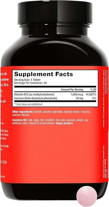 HUM B12 Turbo - Daily Energy & Calcium Support & Mood Support + Hormone Balance - Non-GMO, Gluten-Free, Vegan (30-Count)