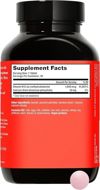 HUM B12 Turbo - Daily Energy & Calcium Support & Mood Support + Hormone Balance - Non-GMO, Gluten-Free, Vegan (30-Count)