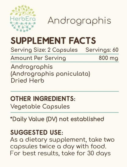 Andrographis 120 Capsules, 800 mg, Made with Andrographis (Fah talai jone, Andrographis paniculata) Dried Herb (120 Capsules)
