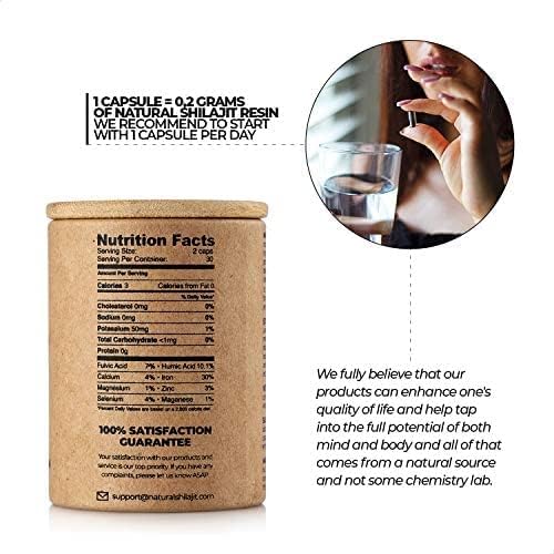 NATURAL SHILAJIT Resin 20G, Shilajit Honey Sticks 30 Count Capsules 60 Count