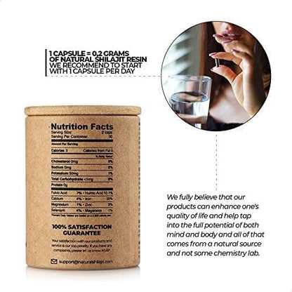 NATURAL SHILAJIT Resin 20G, Shilajit Honey Sticks 30 Count Capsules 60 Count