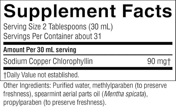 Nature's Sunshine Liquid Chlorophyll - Immunity Support, Detox & Cleanse, Chlorophyll Liquid Drops with Spearmint Oil, and Internal Deodorant (Original, 32 Fl Oz)