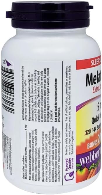 Webber Naturals Melatonin Easy Dissolve, 5 mg, 144 sublingual Tablets
