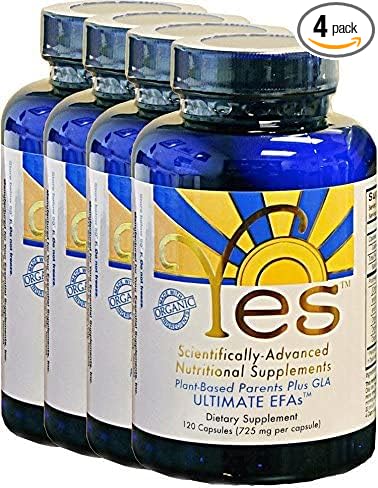Fish Oil Omega 3 Supplements Alternative-YES Omega 3 & 6 Fatty Acid - Burpless, Plant Based - DHA, EPA, SDA - Cholesterol, Heart, Skin, Energy, Eyes, Immunity Support by YES (4 x 120 Gel caps)