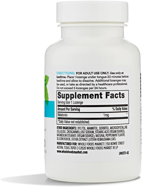 365 by Whole Foods Market, Melatonin 1mg Lozenges, Peppermint Flavored, 120 Count