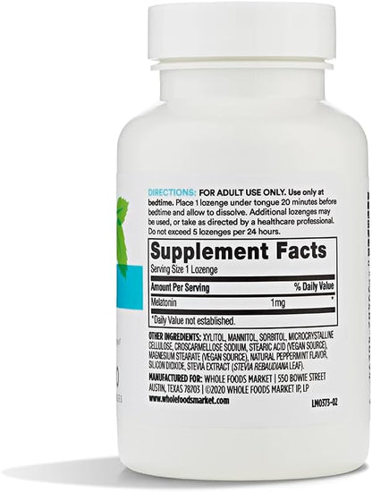 365 by Whole Foods Market, Melatonin 1mg Lozenges, Peppermint Flavored, 120 Count