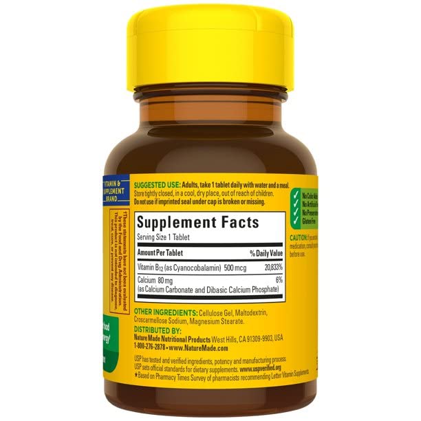 Nature Made Vitamin B-12 500 mcg Tablets 100 ea (Pack of 2)